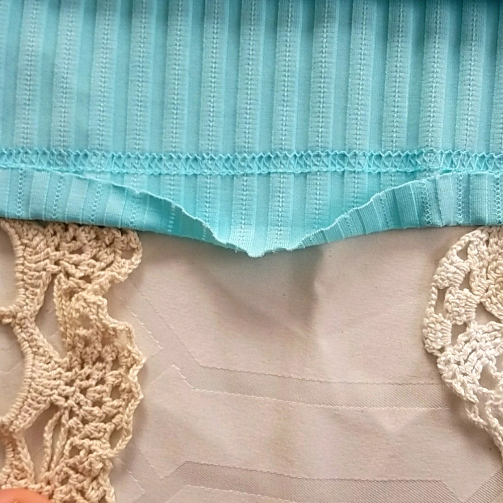 90's Light Blue Ribbed Tee Top - Picture 4 of 8